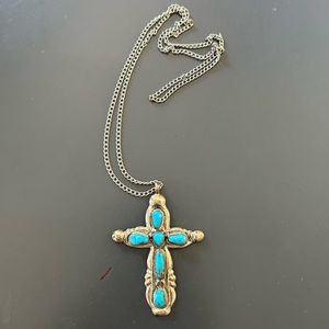 Vintage sterling silver turquoise necklace.